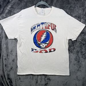Grateful Dad T Shirt Steal Your Face Parody Gildan Heavy Cotton White Size Large